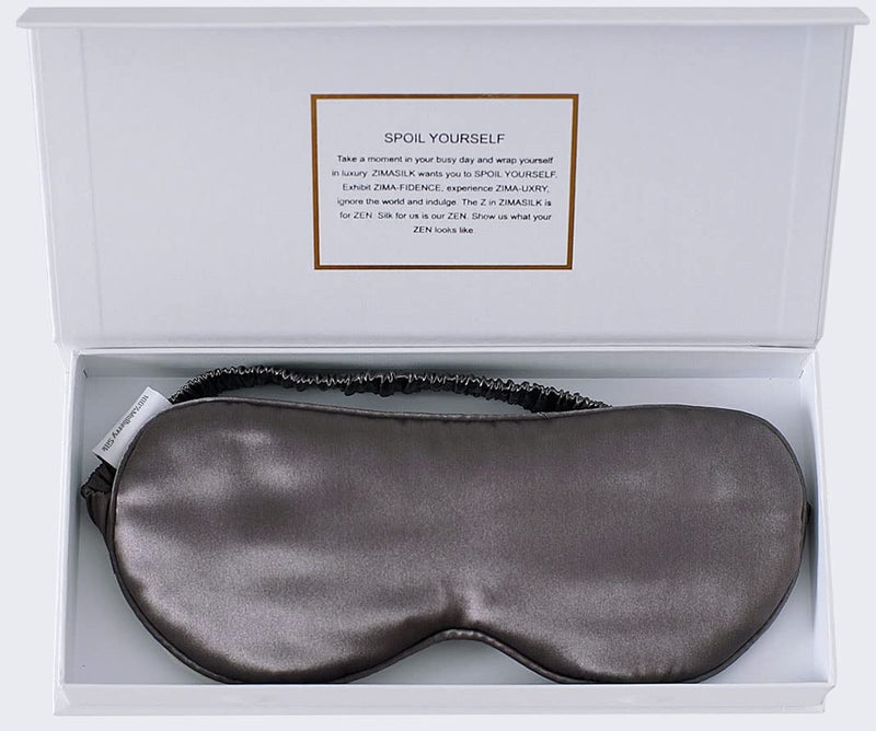 ZIMASILK Adjustable 100 22 Momme Mulberry Silk Sleep Mask for Sleeping Filled with Premium Mulberry Silk Softest Breathable Eye Sleeping Mask Blackish Grey